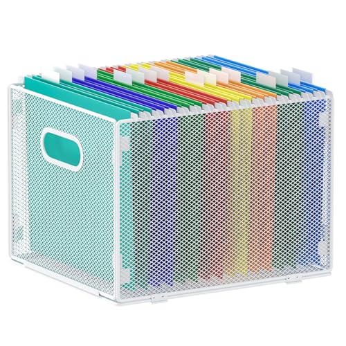 Samstar Hanging File Organizer, Mesh File Folder Organizer Crate Cabinet Inserts Storage Box, Letter Size,White - size: 1 Pack White