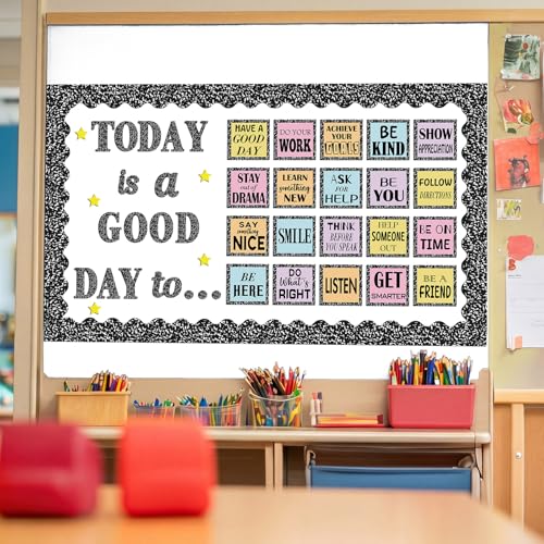 Today is a Good Day Bulletin Board Set Composition Notebook Classroom Decor, Composition Bulletin Board Paper Positive Affirmations Cutouts for Back to School Wall Door Chalkboard Decor - style: Composition Notebook