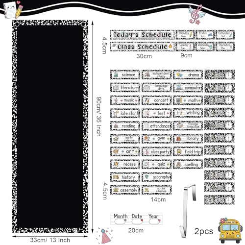 Gueevin Composition Book Daily Schedule Pocket Chart & Card Set Include 1 Hanging Chart with 24 Pockets 2 Metal Hooks 60 Schedule & Activity Cards Reusable Calendar for Kindergarten Daycare Decor - style: Composition Book