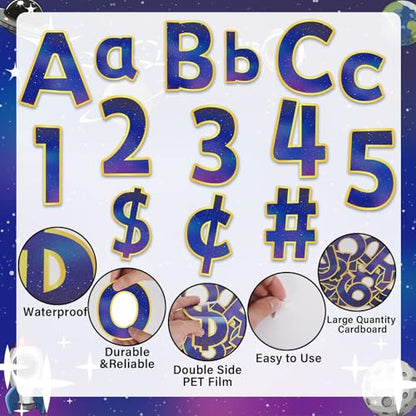 266 Pcs Letters Combo Pack Set Bulletin Board Letters Thanksgiving Fall Letters and Number Accents Bulletin Board Display Home Decor - style: Galaxy