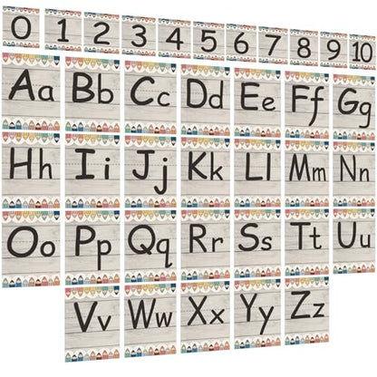 Gilprop 37 Pcs Bulletin Board Letters Educational Posters Alphabet Posters and 0-10 Number Classroom Abc Wall Decor for Kindergarten Toddler Teacher(Wood Grain) - style: Wood Grain