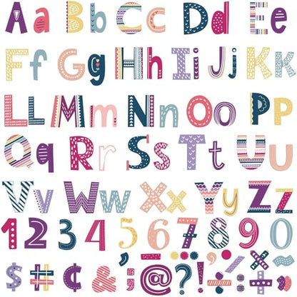 260pcs Letters Combo Pack Set Happy Day Colorful Boho Decorations Alphabet Letters Numbers Bulletin Board Block Accents Cutouts - style: Happy