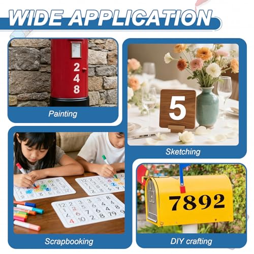 PATIKIL 2.5" Letter Number Stencils, 42Pcs Rectangle Reusable Letter and Number Stencil Templates for Painting on Wall Wood Fabric Signage, Uppercase Letter Style - size: 2.5 Inch