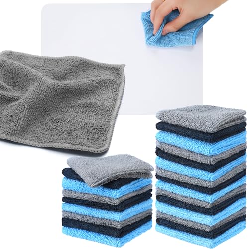 Tanlade Cleaning Cloth Dry Erase Cloth Cleaning Rags Reasonable Kitchen Towels Microfiber Towels Cars Wash(6 x 6 Inch,Blue/Gray/Black,30 Pcs) - color: Blue/Gray/Black, size: 6 x 6 Inch