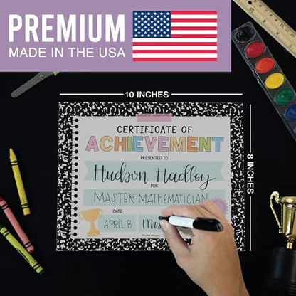 Classroom Award Certificates for Students -25 Certificate of Achievement Awards, Gold Star Certificate Paper, Preschool Graduation Certificates for Kids, Kindergarten Diploma, Star Student Honor Roll - style: Composition Notebook