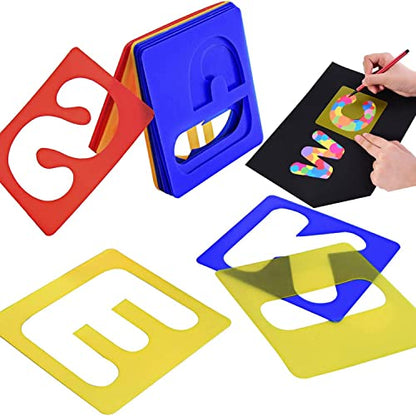 TecUnite 26 Pieces Alphabet Stencils Set Plastic Letter Stencils for Painting Learning, DIY Craft Decoration (8 x 8 Inches) - size: 8 x 8 Inches