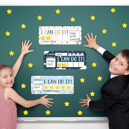 3 Sets Magnetic Rewards Chart for Kids I Can Do It Token Board Boho Rainbow Behavior Chart at Home Positive Star and Customization Goal Box Incentives for Teacher Essentials Elementary Classroom - style: Boho Rainbow
