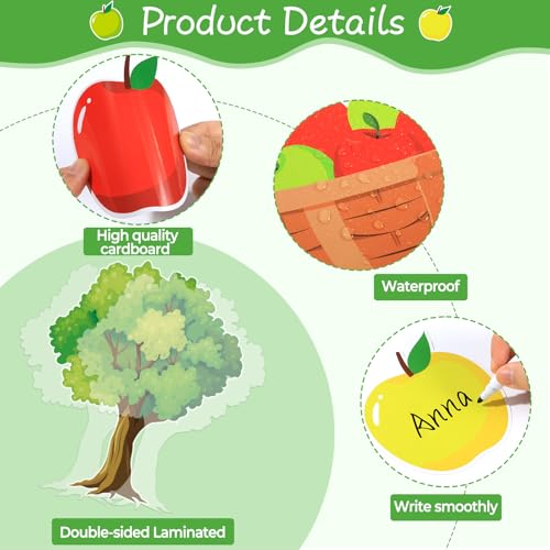 Apple Tree Bulletin Board Inspirational First Day of School Classroom Trees Bulletin Board Decoration Growth Tree Writable Apple Paper Cutout for Religion Chalkboard Decor Wall Door Supplies - style: Apple Tree