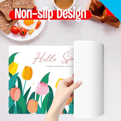 6 Pack Easter Placemats, Non-Slip Washable, Reusable Placemat - Bunnies, Flowers, Easter Eggs, Holiday Theme Placemats for Home, Office, Restaurant, Dining Table, Adults, Kids - style: Easter
