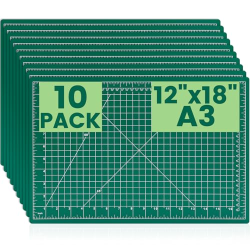 Cutting Mat 12"x18", 10 Pack Double-Sided 5-Ply Self Healing Sewing Cutting Mat, Cutting Mats Board for Crafts-Sewing, Fabric, Quilting, Scrapbooking Project