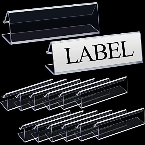 Outus Plastic Label Holder Wire Shelf Label Holder 3 x 0.875 Inches Pockets Shelf Price Tag Holders Fits 16 to 22 mm Shelving for Supermarket Library Kitchen Bookshelf Storage Bins(30 Pieces)