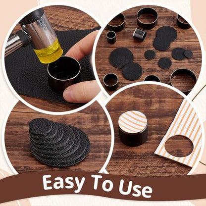 PH Padahall Leather Hole Punch Die Round, 8pcs Hole Hollow Punch 20 25 30 35 40 45 50 55mm High Carbon Steel Circle Cutter Tool Cutting Leather Hole Punch Set for Belts EVA Foam Fiber Board Clay Craft - color: Round, size: 8 Sizes (20-55mm)