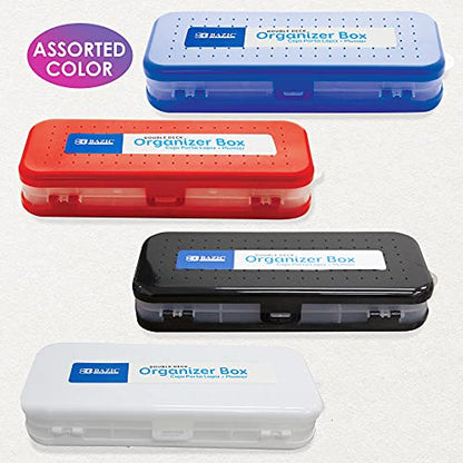 BAZIC PRODUCTS Organizer Box, 8 1/2 x 3 1/2 x 1 1/2 in, for School Office Supplies, Portable, Storage, Set of 4 - size: 4-Pack