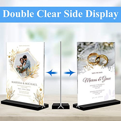 Acrylic Sign Holder 5x7, 6-Pack Plastic Clear Vertical Double-Sided Menu Display Stand with Double-Sided Display, Perfect for Restaurants, Offices, Exhibits - size: Vertical 6 Pack 5x7