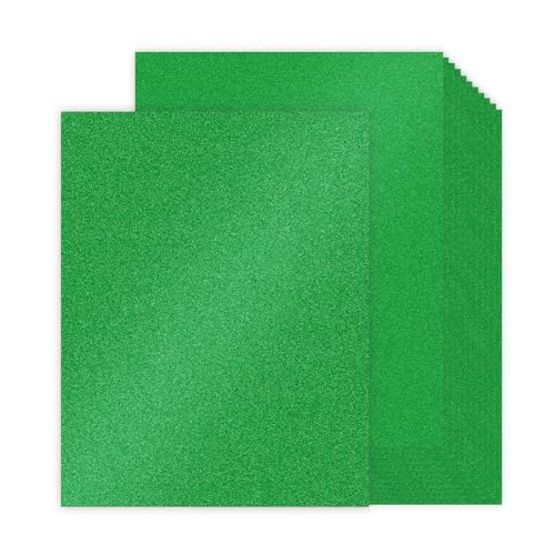 30 Sheets Green Glitter Cardstock 8.5 x 11 Inches, 92lb/250gsm No Shed Sparkling Card Stock Paper for Card Making, DIY Crafts, Scrapbooking, Compatible with Cricut, Party Decorations, School Supplies - color: Green