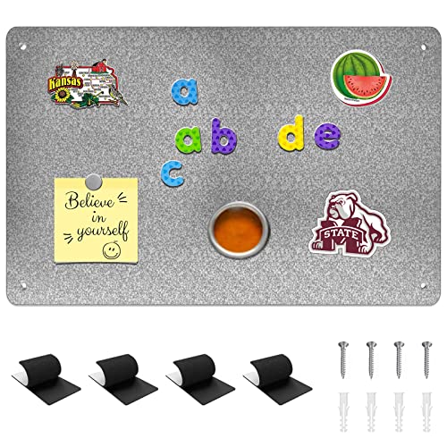 Magnetic Board,17.1" x 11.8" Magnet Display,for Magnets and Bulletin Board,Suitable for Wall, Refrigerator, Compartment, Cabinet etc,Comes with Dual Lock Tape for Easy Hanging (silver1 - color: Silver1, size: 17"W x 11.8"H
