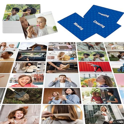 100 Verb Flashcards, Picture & Word Cards Action Language Builder Visual Aid Language Learning Tool for Autism, ESL Teaching Materials for Adults, Non-Verbal Children Vocabulary Builder for Kids - style: 100 Verb Flashcards