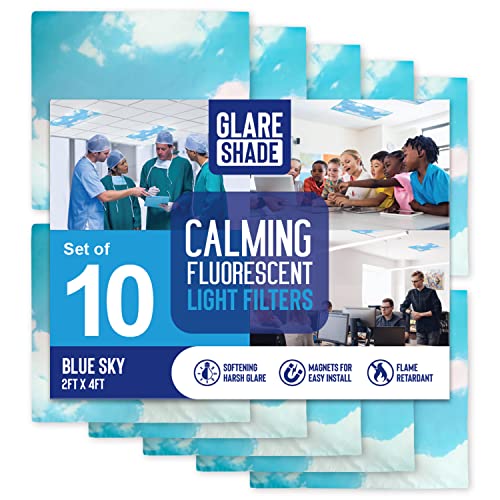 Magnetic Fluorescent Light Covers | 10 Count - Sky Blue Cloud - size: 10-Count - Sky Blue Cloud