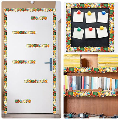 Panelee Back to School Border 68.9 Feet Bulletin Board Border Butterflies Flowers Bee Space Inspirational Cute Decor for Classroom Bulletin Boards Chalkboard Wall Decor - style: 100th Day of School