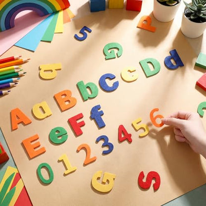 Breling 310 Pieces Felt Letter Bulletin Board Letters Sticker with Number 2" Bulk Self Adhesive ABC Upper Lowercase Sticky Letter for Xmas Gift Bulletin Board Classroom(Rainbow Color) - color: Rainbow Color