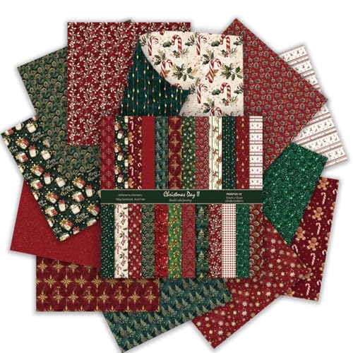 Christmas Scrapbook Paper 12 x 12 - 24 Sheets Double Sided Printing Christmas Pattern Paper Set, Decorative Paper for Card Making Scrapbook Decoration - color: Christmas Day