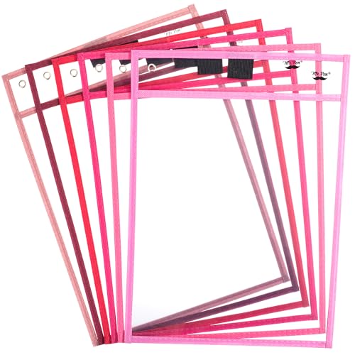 Mr. Pen- Reusable Dry Erase Pocket Sleeves, 10" x 14", 6 Pack, Pink Shades | Clear Plastic Paper Sleeves, Ticket Holders, Clear Plastic Sheet Protectors, Teacher, School, Classroom Supplies - color: Pink Shades, size: 6 Pack