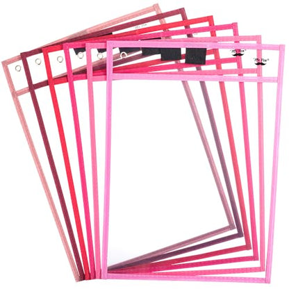 Mr. Pen- Reusable Dry Erase Pocket Sleeves, 10" x 14", 6 Pack, Pink Shades | Clear Plastic Paper Sleeves, Ticket Holders, Clear Plastic Sheet Protectors, Teacher, School, Classroom Supplies - color: Pink Shades, size: 6 Pack