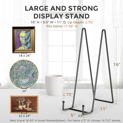 TR-LIFE 16 Inch Heavy Duty Plate Stand (2 Pack) - Metal Display Easel for Large Plates, Picture Frames, Signs, Posters, and Decorative Platters - size: 16 Inch