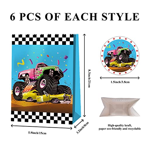24pcs Monster Truck Goodie Bags - Monster Party Favors & Decorations for Boys' Birthday Parties - style: monster truck
