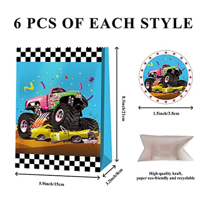 24pcs Monster Truck Goodie Bags - Monster Party Favors & Decorations for Boys' Birthday Parties - style: monster truck