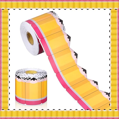 82Ft Back to School Bulletin Board Border, 1 Roll Pencil Pattern Trim Border Non-Stick Border Roll for Preschool Classroom Chalkboard Bulletin Board School Opening Wall Window Door Decor