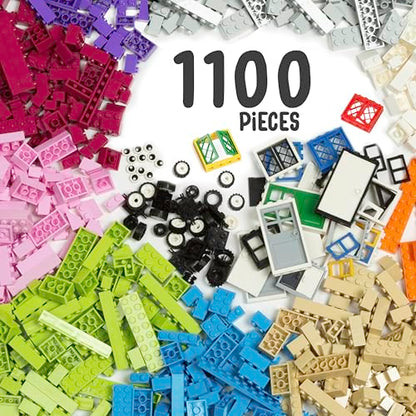 Play Platoon 1100 Piece Building Bricks Play Set, 10 Pastel Colors Bricks, Includes Wheels, Tires, Axles, Windows & Door Pieces - color: 1,100 Pieces - Pastel Colors