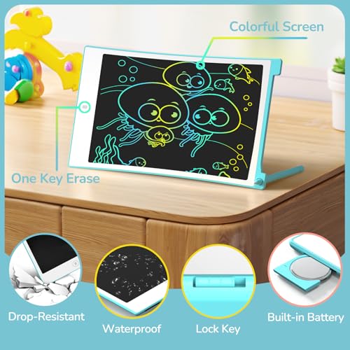 TECJOE LCD Writing Tablet, 8.5 Inch Colorful Drawing Board, Kids Travel Games Activity Learning Toys, Birthday Gifts for 3-8 Year Old Boys Girls Toddlers Preschooler - color: Blue Pink