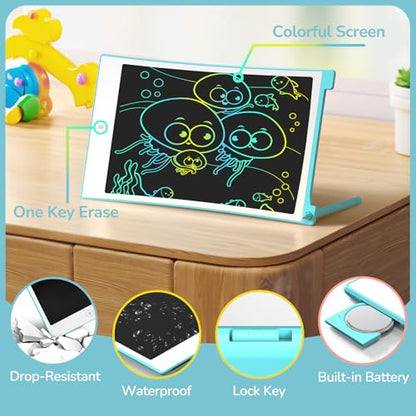 TECJOE LCD Writing Tablet, 8.5 Inch Colorful Drawing Board, Kids Travel Games Activity Learning Toys, Birthday Gifts for 3-8 Year Old Boys Girls Toddlers Preschooler - color: Blue Pink
