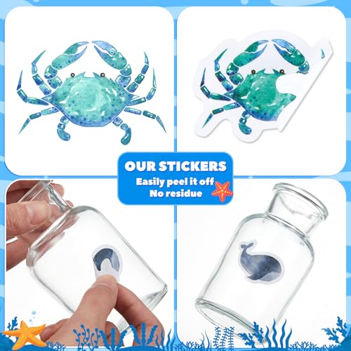 Qeeenar 1 Roll Aquatic Creatures Stickers Decal Reward Cute Office Supplies Incentives Animals Sticker Christmas Party Favor, 500 Pcs Each Roll - style: Aquatic Creatures