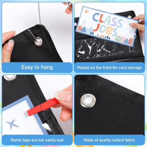Class Jobs Pocket Chart - Mountain Management Educational Pocket Chart Set with Cards Clips Hooks, Teacher's Helper Classroom Supplies, Back to School Chalkboard Bulletin Board Decor - color: Mountain