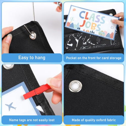Class Jobs Pocket Chart - Mountain Management Educational Pocket Chart Set with Cards Clips Hooks, Teacher's Helper Classroom Supplies, Back to School Chalkboard Bulletin Board Decor - color: Mountain