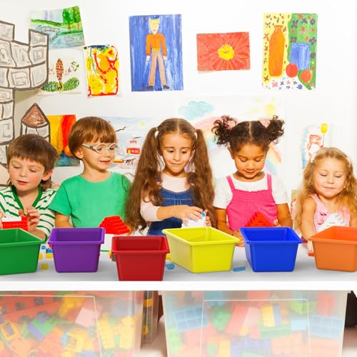 18 Pcs Plastic Classroom Bins, Book Toy Storage Bin Small Cubby Bins Stackable Storage Organizer Containers for Office Home Nursery Playroom (18) ﻿