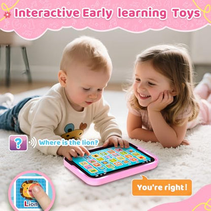 Learning Toy for Kids 1 2 3 Year Old Boys Girls, Learning Laptop for Toddlers 1-3, Interactive Educational Toys with Music Sounds Lights, Christmas Birthday Gifts for Baby Kids Age 12-18 Months, Pink - color: Pink