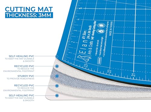 Elan Cutting Mat A3 Blue, Self Healing Cutting Mat 12x18 Inch, 5-Ply Craft Board Blue, Hobby Board for Crafts 12x18 Inch - style: 18 x 12"