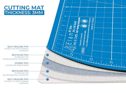 Elan Cutting Mat A3 Blue, Self Healing Cutting Mat 12x18 Inch, 5-Ply Craft Board Blue, Hobby Board for Crafts 12x18 Inch - style: 18 x 12"