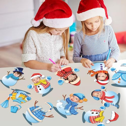 60pcs Winter Theme DIY Cutouts Snowman Bulletin Board Decoration Set Christmas Snowman with Hat Paper Cut-Outs Decor for Winter Holiday DIY Photo Craft Xmas Party School Classroom Wall Door Supplies - style: Winter Snowman