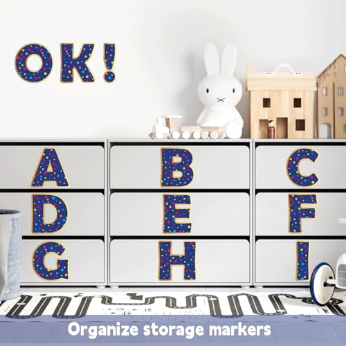 150 PCS Large 6" Bulletin Board Letters Set, Blue with Colorful Polka Dot Classroom Alphabet Cutout Letter for Bulletin Board Display Home School, A Great Helper to Inspire Students' Learning Interest - style: Blue Polka Dot
