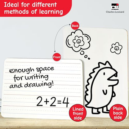 Charles Leonard Dual-Side Mini Dry Erase Boards, Classroom Pack of Mini Lapboards, Set of 12, Plain and Lined Sided Dry Erase White Boards, 9x12 Inches (35120) - color: Plain & Lined, size: 9" x 12" (12-Pack), style: 2-Sided Masonite Board