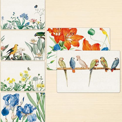6 Pack Elegant Placemats, Non-Slip Washable, Reusable Placemat - Plants, Flowers Birds, Nature Theme Placemats for Home, Office, Restaurant, Dining Table, Adults, Kids, - style: Flowers Birds