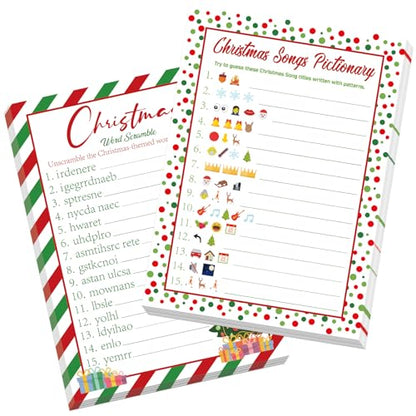 COCHIE 30 Players Christmas Party Games for Adults Family Office Large Groups, Xmas Parties Songs Pictionary Game, Riddle Game, Word Scramble Games with Answer Key (Christmas Tree) - style: Christmas Tree