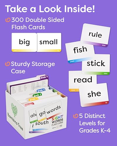 Sight Words Flash Cards Kindergarten to 4th Grade - 600 Words from Dolch's and Fry's Lists with 18 Mini Games