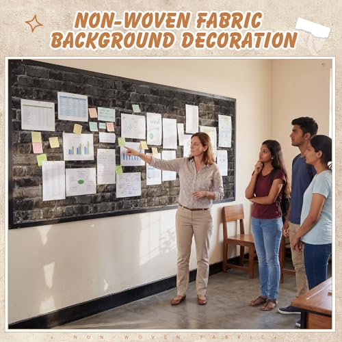 Breling Black Non-Woven Brick Bulletin Board Roll Heavy Duty Reusable Waterproof Erasable Bulletin Board 24inch*60ft Fade Resistant Wrinkle Resistant Poster Fabric Background Roll for Classroom - color: Black