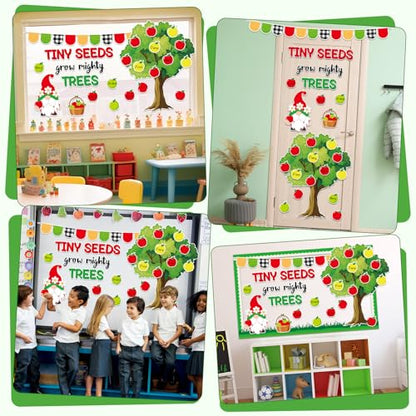 Apple Tree Bulletin Board Inspirational First Day of School Classroom Trees Bulletin Board Decoration Growth Tree Writable Apple Paper Cutout for Religion Chalkboard Decor Wall Door Supplies - style: Apple Tree