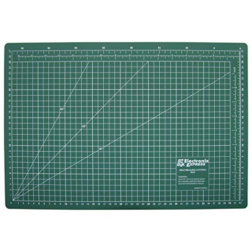 ELECTRONIX EXPRESS Self-Healing Cutting Mat 45cm x 30cm (17.71" x 11.81") with Grid Lines 40cm x 25cm, 3mm Thick, Metric Measurements, Angle Guides, Green - size: 17.7"L x 11.8"W